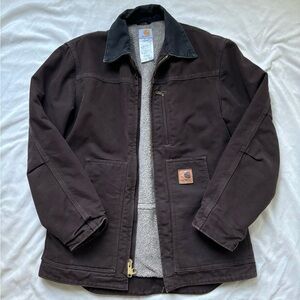 Carhartt dark brown sherpa lined sandstone ridge coat